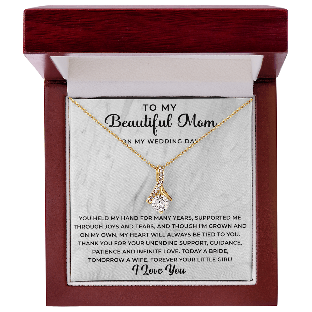 to my beautiful mom on my wedding day Necklace - Your Little Girl - Mother of the Bride Gift From Daughter - Mother of the Bride Necklace From Bride - Mom of Bride - Beauty Belliss